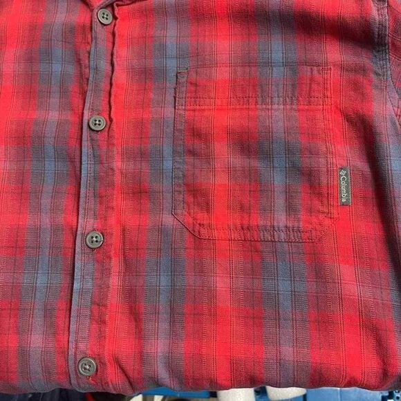 Columbia Red & Blue Plaid Long Sleeve Button Down Shirt - Picture 3 of 7